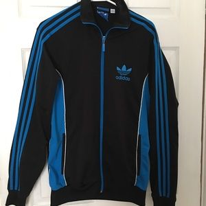 Adidas black and blue track jacket
